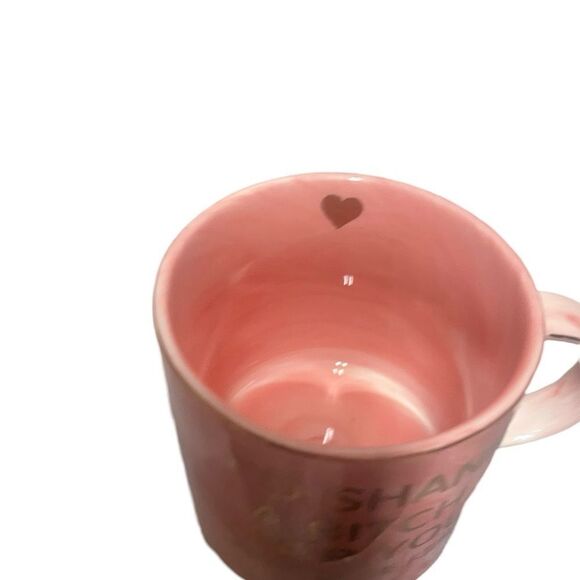 Pink Ceramic Coffee Mug with Black Heart Accent - Picture 2 of 4
